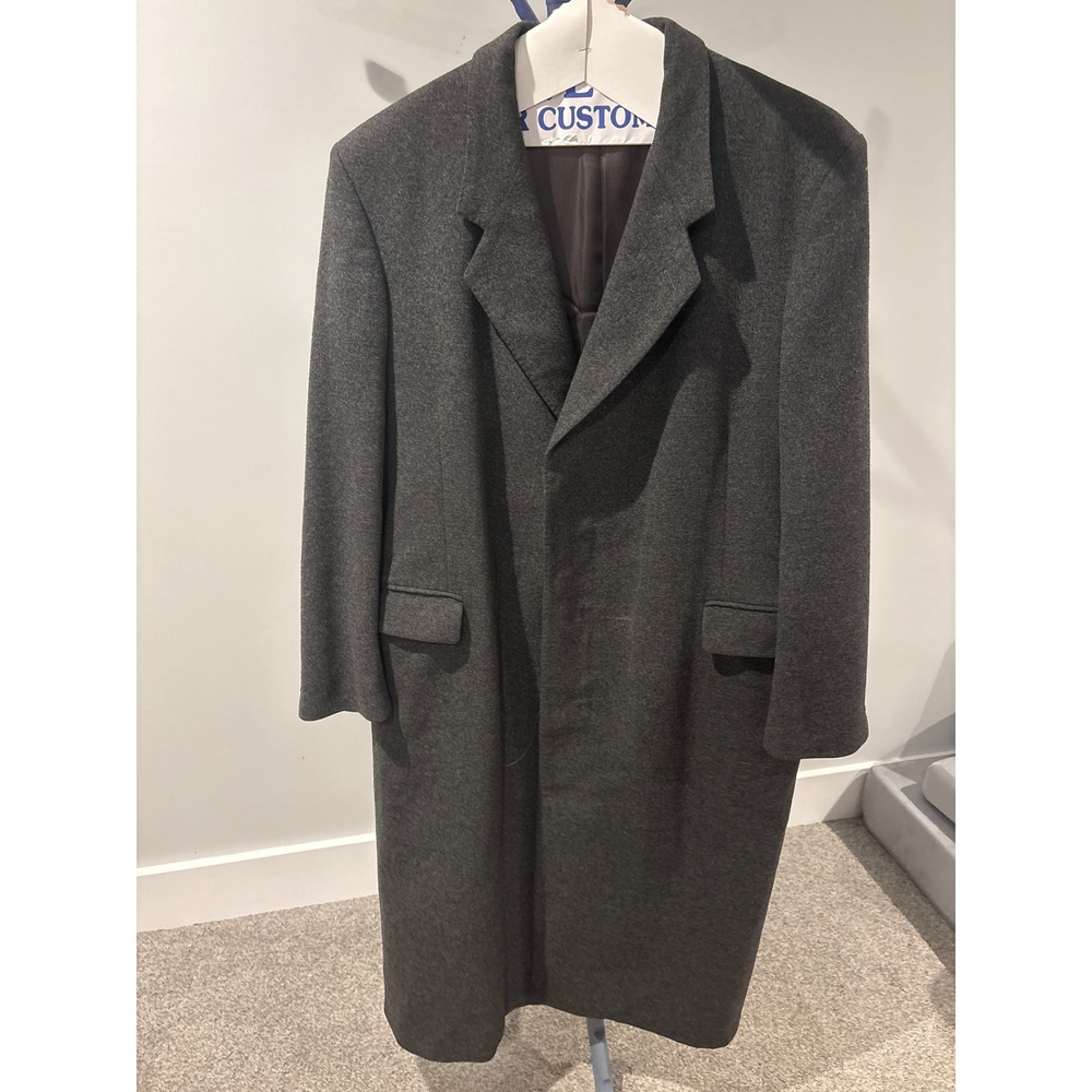 Burberry vintage single-breasted charcoal gray overcoat 90% wool 10% cashmere